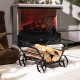Compact firewood rack with wheels, made of rustproof steel, ideal for indoor or outdoor fireplace storage.