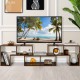 Console TV stand in brown with spacious tabletop and open shelves, perfect for TVs up to 65 inches in living room or.