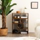 Brown 3-piece console TV stand with L-shaped and rectangular shelves, designed for TVs up to 65 inches, ideal for.