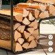 Firewood log cart carrier with durable steel frame and wear-resistant wheels for easy indoor and outdoor log movement.