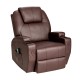 Brown 360-degree swivel massage recliner chair with remote, featuring 8 massage points and adjustable reclining for.