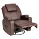 Brown 360-degree swivel massage recliner chair with remote, featuring 8 massage points and extendable footrest for.