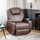 Brown 360-degree swivel massage recliner chair with remote control, featuring 8 massage points and adjustable reclining.