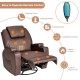 Brown 360-degree swivel massage recliner chair with remote, featuring 8 massage points and heating function for.