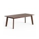 Rectangular modern wooden coffee table with rubber legs, featuring a scratch-resistant veneer surface for versatile use.