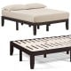 Brown 14-inch full-size wood platform bed frame with solid wood slat support and ample under-bed storage space.
