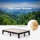 14-inch full-size wood platform bed frame in brown with solid rubber wood slats, ideal for stable and comfortable.