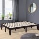Brown 14-inch full-size wood platform bed frame with slat support, featuring a modern design and large under-bed.