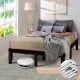 14-inch full-size wood platform bed frame in brown with solid wood slat support, ideal for comfortable sleeping.