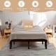 Full size wood platform bed frame in brown with 500 lbs capacity, featuring solid wood slats and modern design for easy.