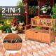 33-gallon wooden storage bench in natural teak color with a flip-top lid, perfect for patio or garden seating and.
