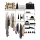 Adjustable closet organizer kit in gray featuring shelves, hanging rods, and ample storage for efficient space.