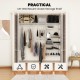 Adjustable closet organizer kit in gray featuring shelves and hanging rods, ideal for 4 to 6 ft closets for efficient.