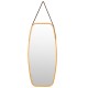 Full-length modern wall mirror with bamboo frame and adjustable leather strap, perfect for any room decor.