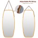 Adjustable leather strap detail of the bamboo-framed wall mirror, allowing customizable height for versatile home decor.