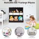 Freestanding brown cubby bin storage organizer with three baskets and open shelves, perfect for kids' rooms or living.