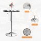 Round height adjustable bistro bar table with faux marble top, 360° swivel, and non-slip rubber ring for stability.