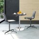 Round height adjustable bistro bar table with faux marble top, 360° swivel design, ideal for dining and cafes.