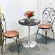 Round height adjustable bistro bar table with faux marble top, 360° swivel, ideal for cafes and dining rooms.