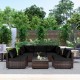 Corner sofa section of the 6-piece patio rattan furniture set in black, featuring soft cushions for enhanced comfort.