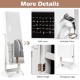 Standing jewelry armoire cabinet in white with full-length mirror, lockable door, and ample storage for jewelry and.