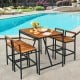 5-piece outdoor bar set featuring acacia wood and PE rattan, perfect for patio or poolside gatherings.