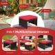 Multifunctional patio ottoman in red with soft cushion, made of weather-resistant PE rattan, ideal for outdoor use.