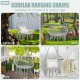 Hanging macrame hammock chair in gray with handwoven cotton backrest, ideal for indoor and outdoor relaxation.