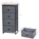 Four-drawer chest storage tower in black with a sturdy steel frame and fabric bins, ideal for organizing any space.