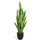 Artificial 35.5-inch snake plant with vivid green leaves and bright yellow edges, perfect for home or office decor.