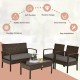 Detail of soft, removable cushion on a single chair from the patio rattan furniture set for easy cleaning and comfort.