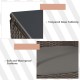 Tempered glass tabletop and soft, waterproof cushions of the brown patio rattan furniture set for outdoor relaxation.