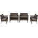 4-piece patio rattan furniture set featuring a loveseat, 2 chairs, and coffee table with soft cushions for outdoor.