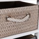 Close-up of a woven basket drawer from a storage drawer nightstand, featuring a sturdy rope handle for easy access.