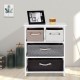 Woven basket cabinet bedside table with four drawers and spacious top, ideal for stylish storage in any room.