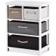 Woven basket cabinet bedside table with four drawers, crafted from wood, ideal for stylish storage in any room.