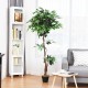 Detailed view of the 5.5 feet artificial ficus tree showcasing its lush leaves and realistic trunks, ideal for.