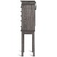 Standing jewelry cabinet organizer with wooden legs, five drawers, and side swing doors for efficient jewelry storage.