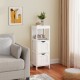 Modern white bathroom floor cabinet with 2 drawers and 1 open shelf, ideal for space-saving storage and organization.