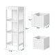 White multifunctional storage floor cabinet with 2 drawers and 1 open shelf, waterproof and mildew-resistant design.