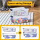 Stackable 156 quart storage tubs with transparent design and secure latches, ideal for space-saving organization.
