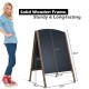 Double-sided 40-inch wood A-frame chalkboard with a sturdy frame, perfect for sidewalk advertising and event.