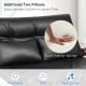 Close-up of the black PU leather foldable sofa bed with two pillows, featuring thick interior sponge for added comfort.