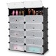 Close-up view of the transparent doors on the 12-cube DIY portable plastic shoe rack, highlighting easy access and.