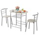 3-piece space-saving bistro set with round table and two chairs, featuring a durable MDF surface and built-in wine.
