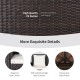 Close-up of the high-quality PE rattan surface of a 2-person patio swing with cushions, designed for outdoor relaxation.