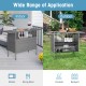 Outdoor patio wicker bar table with metal shelves, 55-inch tabletop, perfect for poolside or backyard gatherings.