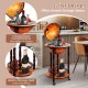 16th Century Wood Globe Wine Bar Stand featuring a two-tier design with storage for wine bottles and glasses, ideal for.