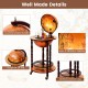 16th Century wood globe wine bar stand with retro patterns, dustproof lift top, and convenient metal handle for.