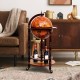 16th Century wood globe wine bar stand with solid wood construction and removable lower shelf for stylish storage.